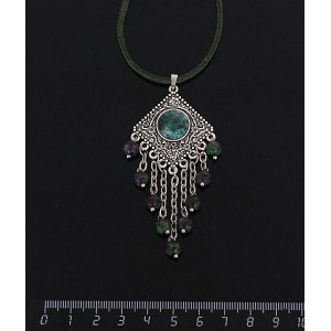 Кулон из цоизита,"роза", шарик цоизит 6мм,  круг 12 мм