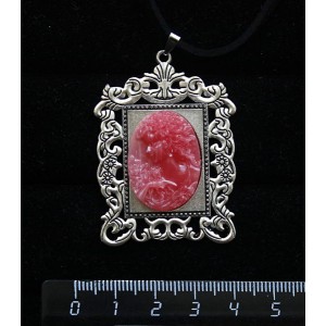 Кулон из крафтовой смолы, цвет розовый, кабошон "камея","портрет", овал 25х18мм