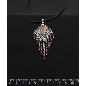 Кулон из яшмы песчаной,"роза", шарик яшма краcная 6мм,  круг 12 мм