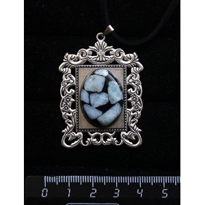 Кулон из ларимара, кабошон-мозаика,"портрет", овал 25х18мм