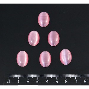 Кошачий глаз (синт.), кабошон овал 18х13мм, цвет РОЗОВЫЙ
