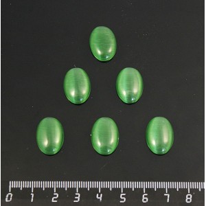 Кошачий глаз (синт.), кабошон овал 18х13мм, цвет ЗЕЛЕНЫЙ
