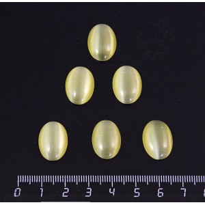 Кошачий глаз (синт.), кабошон овал 18х13мм, цвет ЖЕЛТЫЙ