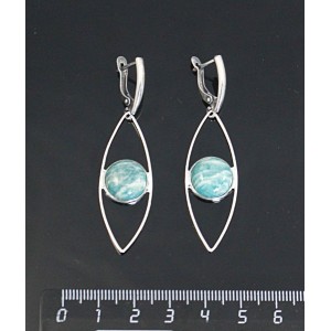 Серьги из амазонита, круг 12мм, "глаз", швензы посеребрение