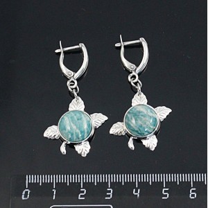 Серьги из амазонита, круг 12мм, "ягодка", швензы посеребрение