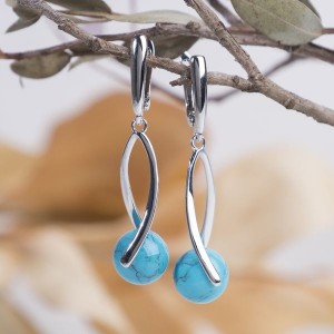 Серьги шар №10 бирюза (имитация)