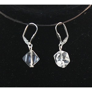 Серьги из горного хрусталя, многогранник 12мм