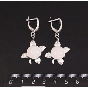 Серьги из кварца розового, круг 12мм, "ягодка", швензы посеребрение