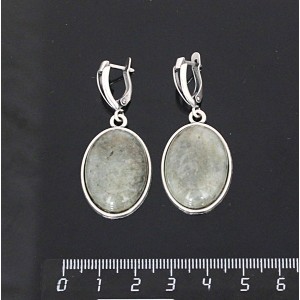 Серьги из лабрадорита, простой овал 25х18мм, швензы посеребрение