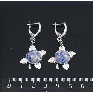 Серьги из лазурита бело-синого, круг 12мм, "ягодка", швензы посеребрение