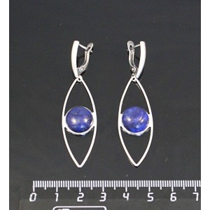 Серьги из лазурита ярко-синего однотонного, круг 12мм, "глаз", швензы посеребрение
