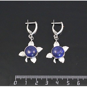 Серьги из лазурита ярко-синего однотонного, круг 12мм, "ягодка", швензы посеребрение