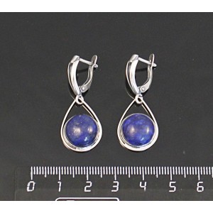 Серьги из лазурита ярко-синего однотонного, круг 12мм, "капелька", швензы посеребрение
