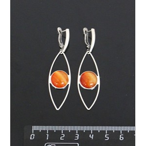 Серьги из cердолика полосатого, круг 12мм, "глаз", швензы посеребрение