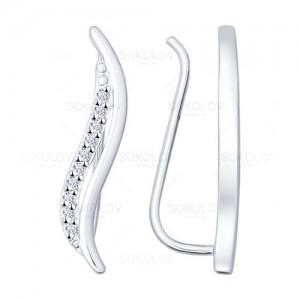 C925 Серьги 1,15г фианит родирование