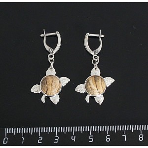 Серьги из яшмы песочной, круг 12мм, "ягодка", швензы посеребрение