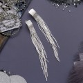 Серьги висячие "Голливуд" блеск нитей, цвет серебро (Бижутерный сплав)