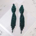 Серьги висячие "Маскарад" ель, цвет зеленый (стекло, бижутерный сплав)
