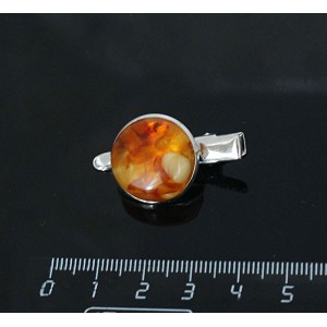 Заколка-крокодил с янтарём (нат., кабошон-мозаика), светлый, круг 18мм