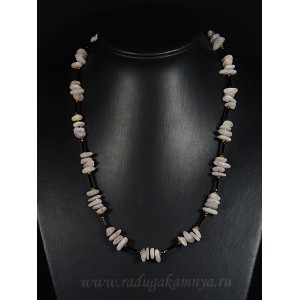 Бусы галтовка из морганита с бисером, 50см