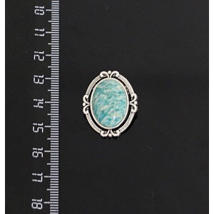 Брошь из амазонита, "4 лилии", овал 18х13мм