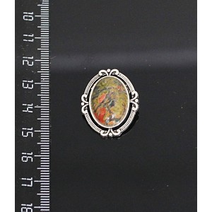 Брошь из унакита, "4 лилии", овал 18х13мм