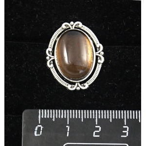 Брошь из раухтопаза, "4 лилии", овал 18х13мм