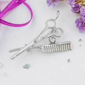 Брошь "Парикмахер", цвет белый, цвет серебристый