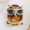 Брошь "Филин в очках", разноцветная, цвет золотистый