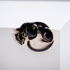 Брошь "Пантера", цвет чёрный, цвет золотистый (эмаль, бижутерный сплав)