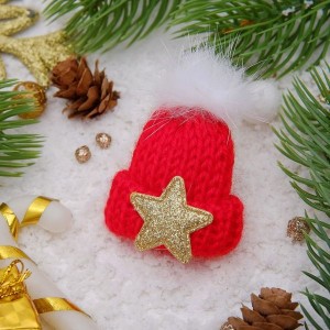 Брошь "Новогодняя сказка" шапочка теплая, цвет красный