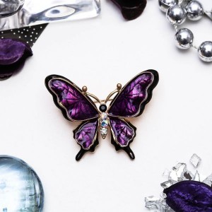 Брошь "Бабочка" дарк, цвет черно-фиолетовый