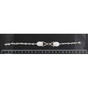 Браслет из агата белого 2 камня, сеттинг 18х13мм, на цепочке