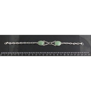 Браслет из авантюрина зелёного 2 камня, сеттинг 18х13мм, на цепочке