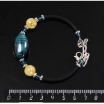 Браслет на струнке из цитрина и зеленого муранского стекла