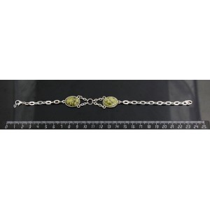 Браслет из змеевика 2 камня, сеттинг 18х13мм, на цепочке