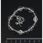 Браслет из раухтопаза и горного хрусталя, шарик 10мм гладкий, с подвесками