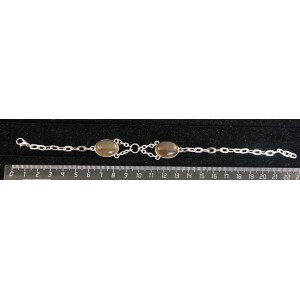 Браслет из раухтопаза 2 камня, сеттинг 18х13мм, на цепочке