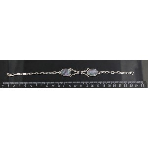 Браслет из флюорита 2 камня, сеттинг 18х13мм, на цепочке