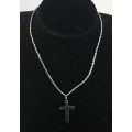Колье гематит "Крест" 40 см + 2,5 см кулон