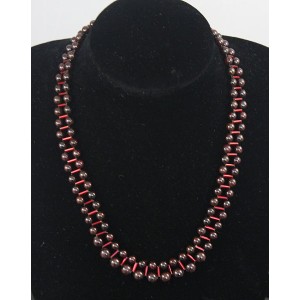 Бусы из граната со стеклярусами, шарик 6мм и 8мм