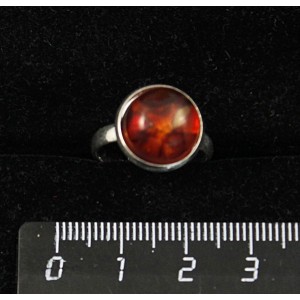 Кольцо c янтарём темным, кабошон-мозаика, круг 12мм, безразмерное