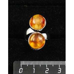 Кольцо с янтарём светлым, кабошон-мозаика, "2 круга", круг 12мм, безразмерное