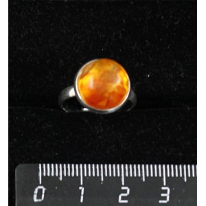 Кольцо c янтарём светлым, кабошон-мозаика, круг 12мм, безразмерное