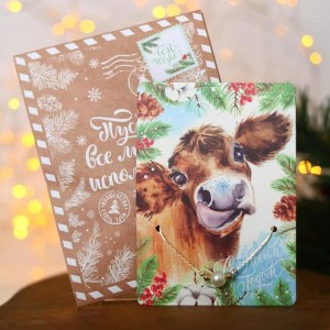 Кулон новогодний "Предсказание" жемчужина, цвет белый, цвет золотистый, 45 см