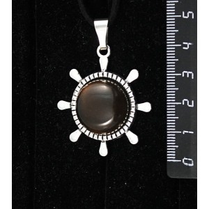 Кулон из раухтопаза, "штурвал", круг 20мм
