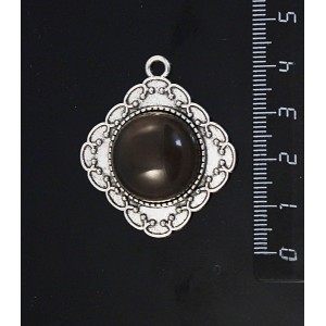 Кулон из раухтопаза, основа квадрат 30мм, сеттинг круг 20мм