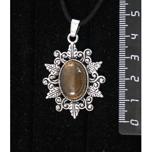 Кулон из раухтопаза, овал 18х13мм, "папоротник"