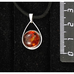 Кулон из янтаря темного, кабошон-мозаика, круг 12мм, "капелька"