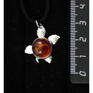 Кулон из янтаря темного, кабошон-мозаика, круг 12мм, "ягодка"